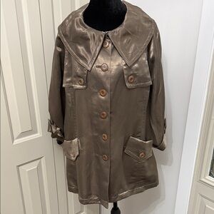 ISDA & Co Taupe Linen-Blend Button-Front Sheen Jacket | Size M